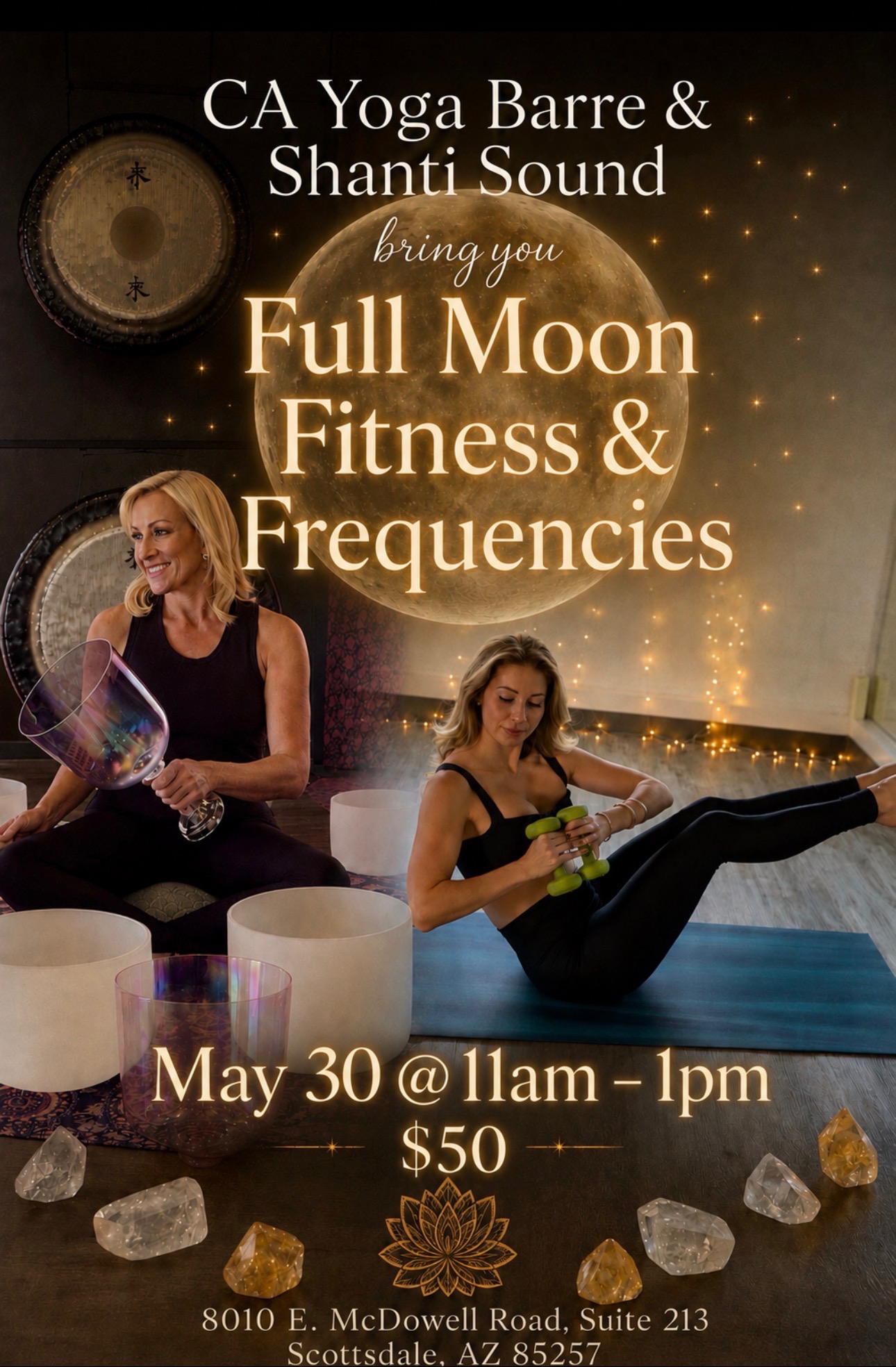 Graphic with event details + Pictures of both practitioners